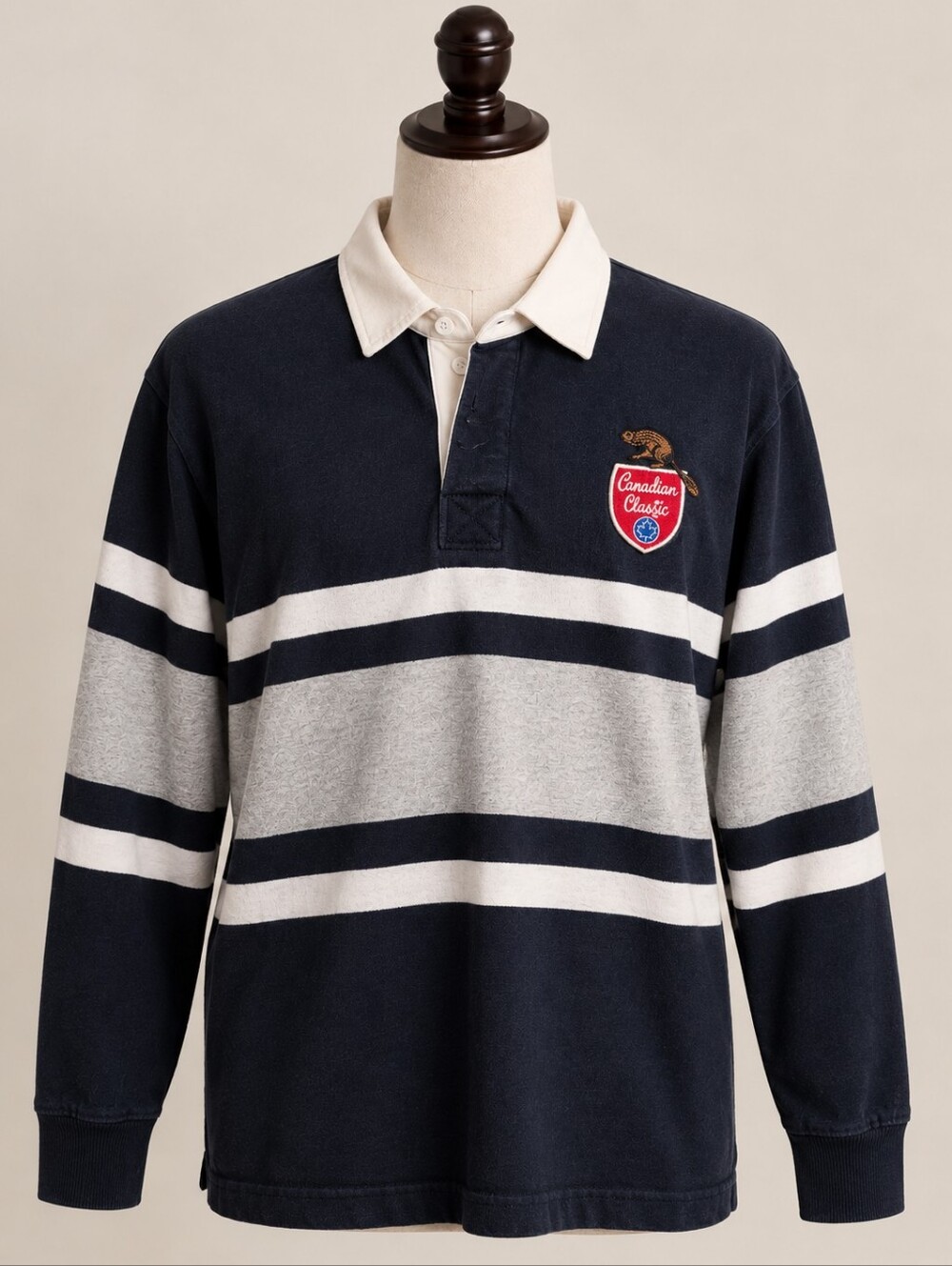 Barbarian Casual Men’s Canadian Classic Striped Rugby Shirt Size Medium